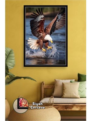 KOSS Dijital Avlanan Kartal Figürlü Duvar Tablosu Güç Doğa Vahşi Yaşam Temalı Dekorasyon Çerçeveli Kanvas Tablo