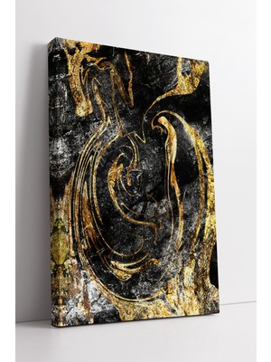 KOSS Dijital Siyah Altın Akışkan Soyut Modern Sanat Deseni Lüks Ev Ofis Için Dekoratif Kanvas Tablo