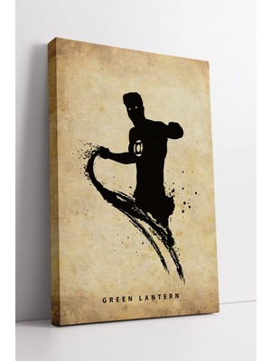 KOSS Dijital Green Lantern Siluet Kanvas Vintage Enerji Halkası Efektli Modern Minimal Süper Kahraman Tablo