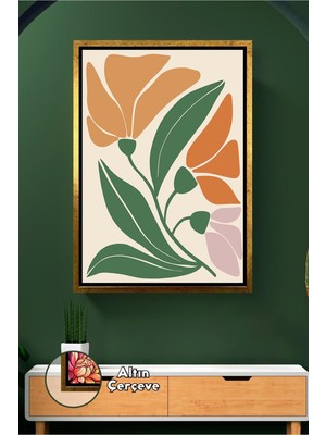 KOSS Dijital Doğal Çiçek ve Yaprak Deseni Sıcak Renkli Özgür Ev Dekorasyonu Için Modern Kanvas Duvar Tablosu