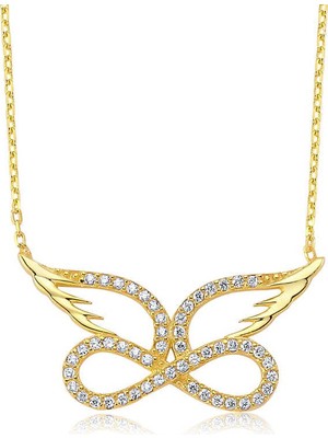 Katre46 925 Ayar Gümüş Melek Kanadı Sonsuzluk Kadın Gümüş Kolye