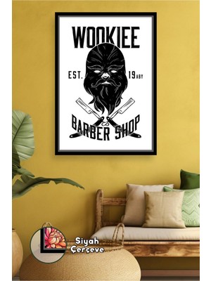 KOSS Dijital Sakallı Maskeli Barber Shop Temalı Erkek Berber Kuaför Salonları Için Duvar Çerçeveli Kanvas Tablo