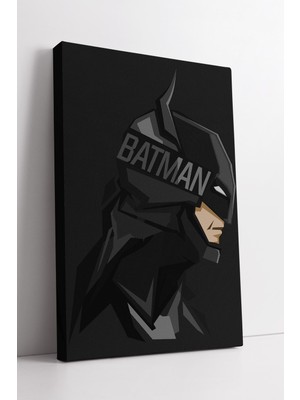 KOSS Dijital Batman Siyah Minimal Kanvas Tablo Modern Çizim Stilize Süper Kahraman Temalı Duvar Dekoru