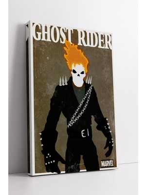 KOSS Dijital Retro Ghost Rider Minimal Kanvas Tablo Modern Ev ve Ofis Dekoru Için Ikonik Duvar Sanatı