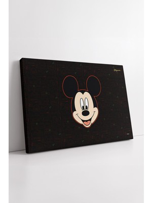 KOSS Dijital Mickey Mouse Siyah Arka Plan Çocuk Odası Dekoratif Modern Kanvas Tablo