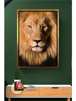 KOSS Dijital Aslan Tablosu Hayvan Temalı Duvar Dekoru Büyük Boy Ev Dekorasyonu Modern Stil Çerçeveli Kanvas Tablo