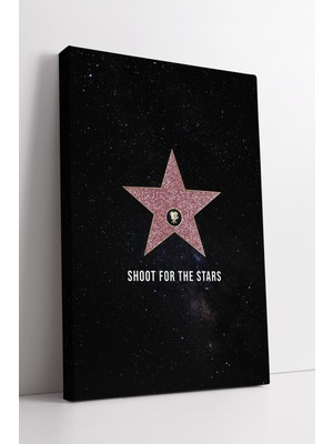 KOSS Dijital Yıldız Sembolü Shoot For The Stars Uzay Temalı Ilham Verici Modern Kanvas Tablo Dekoru