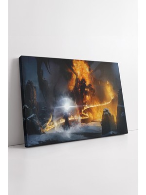 KOSS Dijital Yüzüklerin Efendisi Balrog Karşılaşması Kanvas Tablo Epik Savaş Sahnesi Sinema Atmosferi