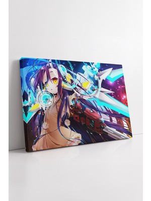 KOSS Dijital Anime No Game No Life Şeffaf Teknoloji Kılıç ve Renkli Işık Efektli Shiro Dekoratif Kanvas Tablo