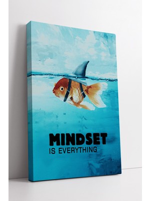 KOSS Dijital Mindset Is Everything Yazılı Balık Köpekbalığı Yüzgeci Konseptli Modern Kanvas Tablo Dekoru