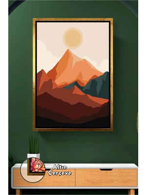 KOSS Dijital Dağ Manzarası Duvar Tablosu Güneşli Doğa Temalı Bohem Ev Dekoru Çerçeveli Kanvas Tablo
