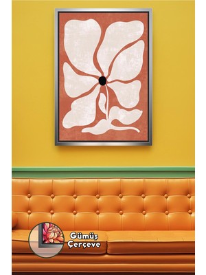 KOSS Dijital Turuncu Çiçek Desenli Bohem Tablo Modern Yatak Odası ve Ofis Için Dekoratif Çerçeveli Kanvas Tablo