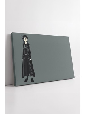 KOSS Dijital Sword Art Online Kirito Minimal Siluet Anime Kanvas Tablo Gölge Efektli Modern Duvar Dekorasyonu