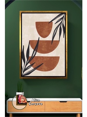 KOSS Dijital Bohem Soyut Desenli Duvar Tablosu Toprak Tonlarında Modern Ev Dekoru Çerçeveli Kanvas Tablo