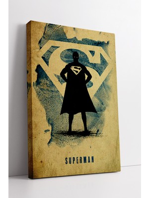 KOSS Dijital Superman Silüet ve Dev S Logolu Retro Ilham Temalı Güçlü Kahraman Stil Kanvas Tablo