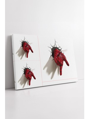 KOSS Dijital Spider-Man 3D Duvar Kırılma Efektli Marvel Örümcek Adam Ağ Atan El Çocuk Odası Kanvas Tablo