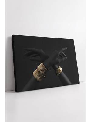 KOSS Dijital Siyah Altın Zarif Eller Temalı Modern Sanat Tasarım Şık Ev Ofis Dekorasyonu Için Kanvas Tablo