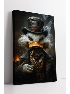 KOSS Dijital Gotik Şapkalı Öfkeli Ördek Karakterli Dekoratif Kanvas Tablo Modern Duvar Süsleme