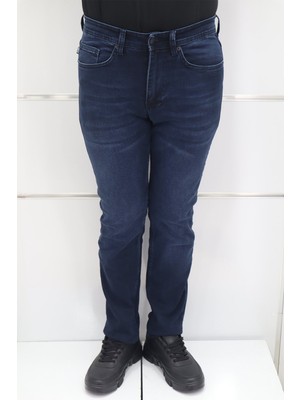 Denim Cartel Fistan Store Erkek Lacivert Yüksek Bel Rahat Kesim Boru Paça Jean Pantolon