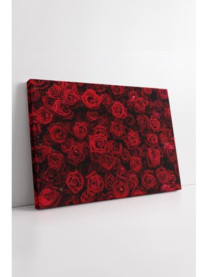 KOSS Dijital Kırmızı Gül Buketi Desenli Derin Tonlarıyla Şık ve Etkileyici Çiçek Temalı Dekoratif Kanvas Tablo