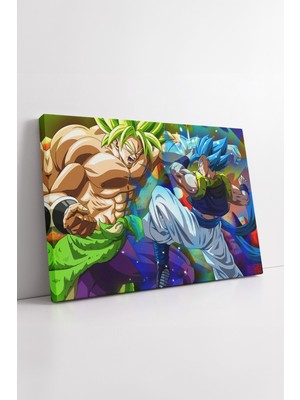 KOSS Dijital Dragon Ball Broly Vs Gogeta Enerji Patlamalı Anime Çizim Renkli Dekoratif Kanvas Duvar Tablosu