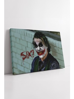 KOSS Dijital Joker Grafiti Stil Portre Karanlık Mizahi Tasarım Modern Duvar Dekoru Kanvas Tablo Six Yazılı