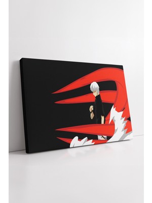 KOSS Dijital Tokyo Ghoul Kaneki Minimal Kırmızı Kagune Güç Temalı Siyah Arka Plan Anime Dekor Kanvas Tablo