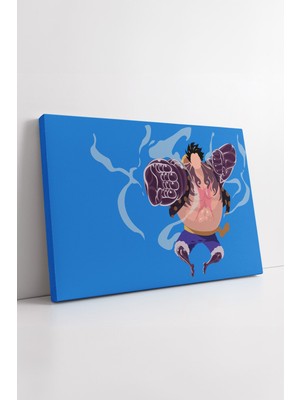 KOSS Dijital Anime One Piece Luffy Gear 4 Formu Minimal Çizim Dinamik Güç Efektli Duvar Dekoru Kanvas Tablo