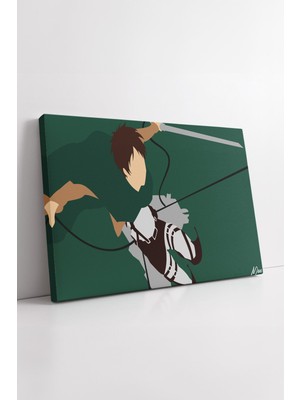 KOSS Dijital Attack On Titan Eren Minimalist Kanvas Tablo Manevra Pozu Stilize Anime Çizimi Modern Duvar Dekoru
