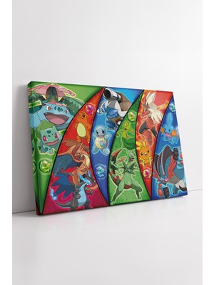 KOSS Dijital Charizard Blastoise Venusaur Sceptile Blaziken Pokémon Temalı Çocuk Odası Kanvas Duvar Tablosu