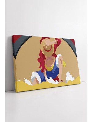 KOSS Dijital One Piece Luffy Minimal Stil Şapka Temalı Renkli Anime Çizim Modern Ev Ofis Dekoratif Kanvas Tablo