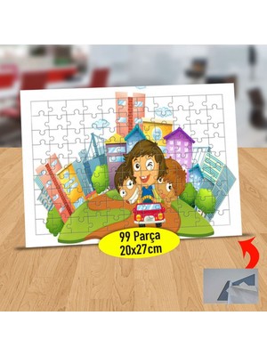 Asilmeydan Arabadaki Şehir Çocukları 99 Parça Puzzle Yapboz Tablo-130824852