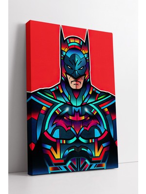 KOSS Dijital Soyut Renkli Çizgilerle Tasarlanmış Modern Kara Şövalye Temalı Dekoratif Kanvas Tablo