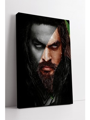 KOSS Dijital Aquaman Parçalı Yüz Kompozisyonu Sinematik Portre Kanvas Tablo Karanlık Modern Duvar Dekoru