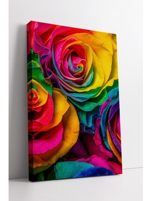 KOSS Dijital Renk Patlamalı Gül Detayı Enerjik Sanat Kompozisyonu Modern Yaşam Alanları Için Dekoratif Kanvas