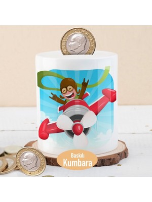 Asilmeydan Neşeli Uçak Kullanan Pilot Baskılı Para Birikim Kumbarası-227