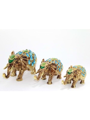 Katre46 Taşlı 3'lü Fil Figürü