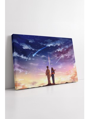 KOSS Dijital Kimi No Na Wa Gökyüzü Çift Anime Kanvas Tablo Meteor Işığı Romantik Manzara Ev Duvar Dekoru