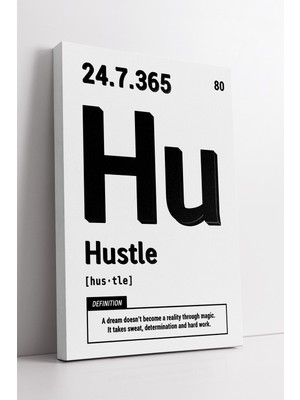 KOSS Dijital Hustle Tanımı Yazılı Minimal Kimyasal Element Stil Beyaz Modern Motivasyon Kanvas Duvar Sanatı