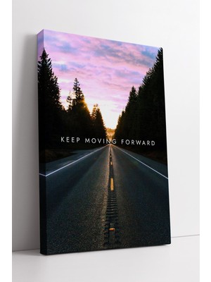 KOSS Dijital Keep Moving Forward Yazılı Yol Gün Batımı Manzarası Modern Kanvas Tablo Motivasyon Dekoru