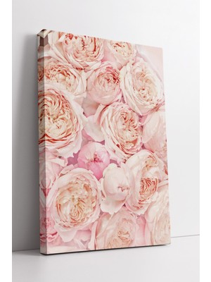KOSS Dijital Soft Pembe Gül Buketi Desenli Romantik Çiçek Temalı Modern Dekor Kanvas Tablo