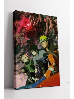KOSS Dijital Naruto Shippuden Takım 7 Aksiyon Sahnesi Temalı Anime Estetik Tasarımlı Kanvas Tablo