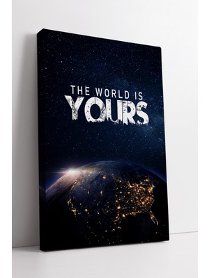 KOSS Dijital The World Is Yours Yazılı Uzay Manzaralı Modern Kanvas Tablo Evren Temalı Dekoratif Duvar Sanatı