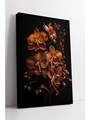 KOSS Dijital Karamel Tonlu Orkide Çiçek Kompozisyonlu Kanvas Tablo | Şık Mekânlara Özgün Duvar Sanatı