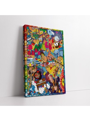 KOSS Dijital Pop Art Karmaşık Graffiti Kanvas Tablo