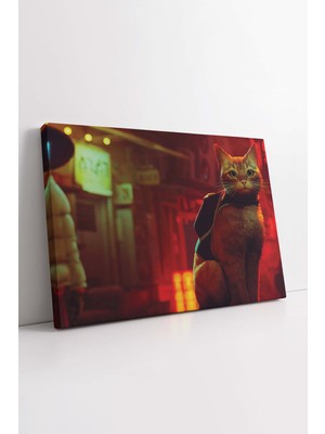 KOSS Dijital Stray Macera Oyunu Kedi Dekoratif Kanvas Tablo, Bilgisayar Odası Için Kedi Stray Duvar Dekoru