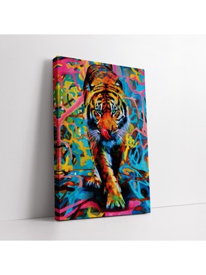 KOSS Dijital Modern Renkli Kaplan Portresi Kanvas Tablo