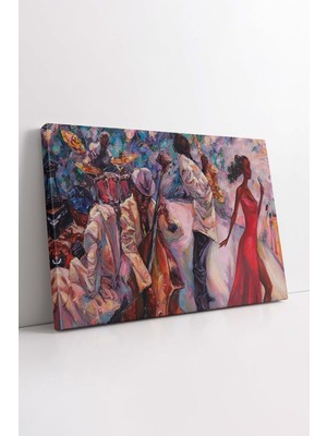 KOSS Dijital Jazz Yağlı Boya Kanvas Tablo, Müzik Sanatı Tablo, Jazz Müziği Kanvas, Premium Lüks Tablo