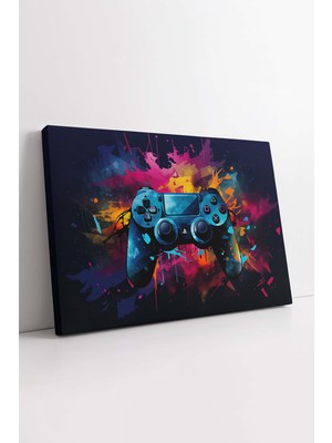 KOSS Dijital Oyun Konsolu Kanvas Tablo, Oyuncu Kolu Tablo, Neon Oyuncu Kanvas, Premium Dekor Tablo, Lüks Tablo