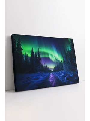 KOSS Dijital Kuzey Işıkları Kanvas Tablo, Büyülü Gökyüzü Kanvas, Aurora Tablo, Kutup Işıkları Kanvas Tablo